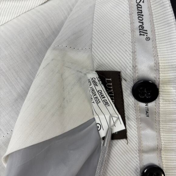 Santorelli Mens 38x27 Charcoal Gray Luxury Serge Made in Italy Dress Pants - Picture 5 of 8